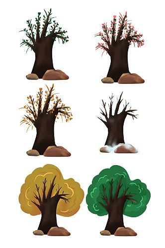 四季树木植物免抠元素
