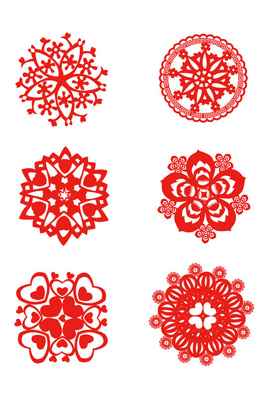 中国红剪纸窗花元素