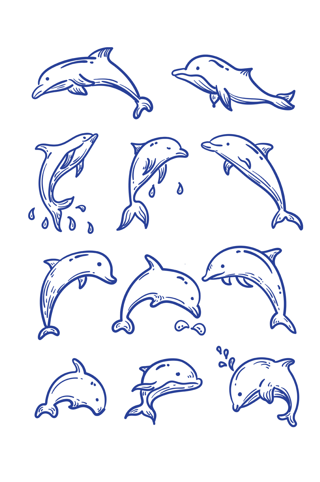 简化海豚手绘图图片