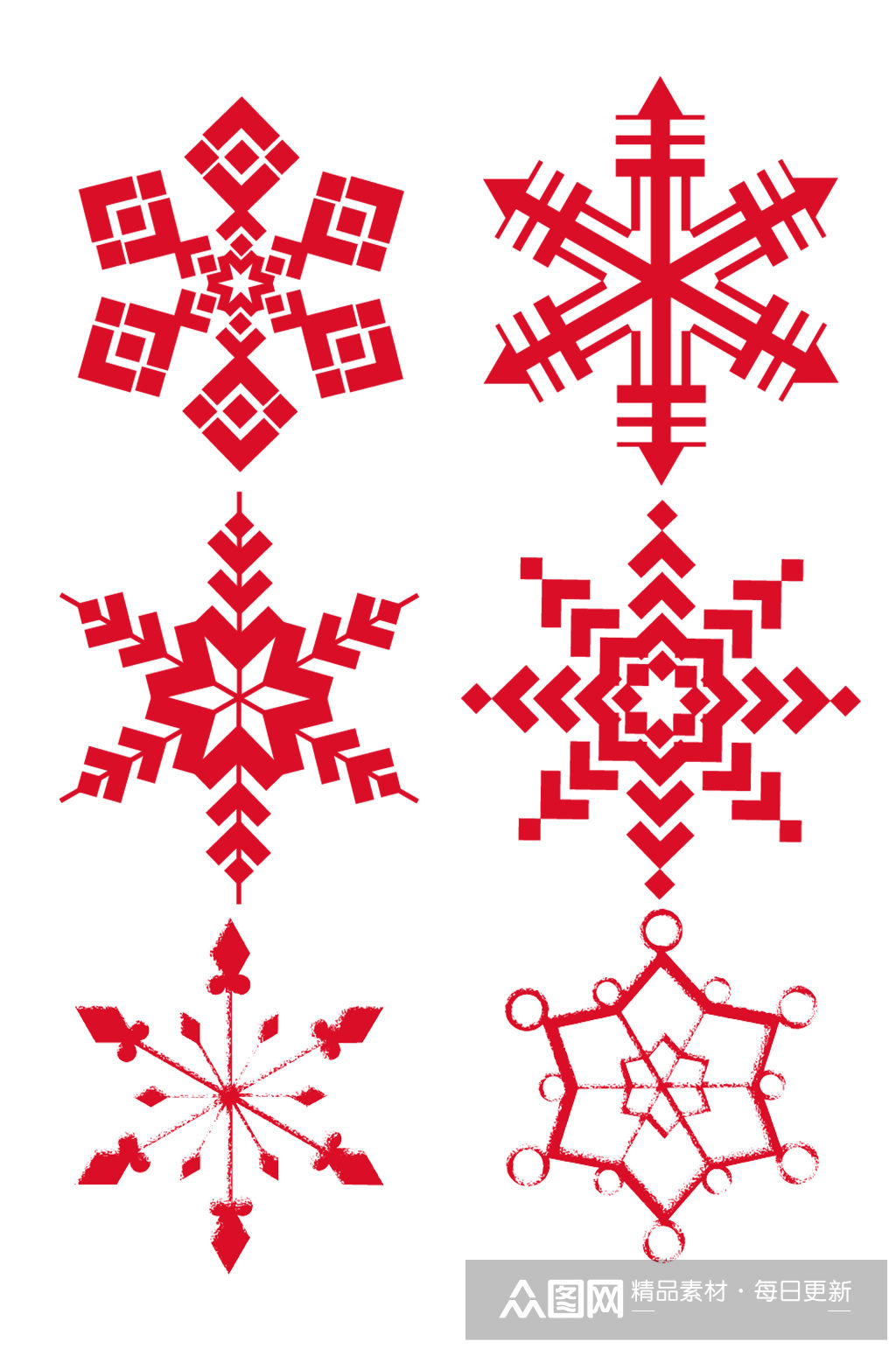 窗花剪纸图形雪花免抠