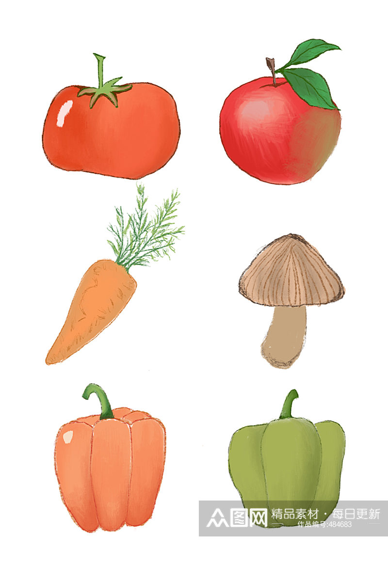 手绘装饰元素蔬菜水果免抠素材