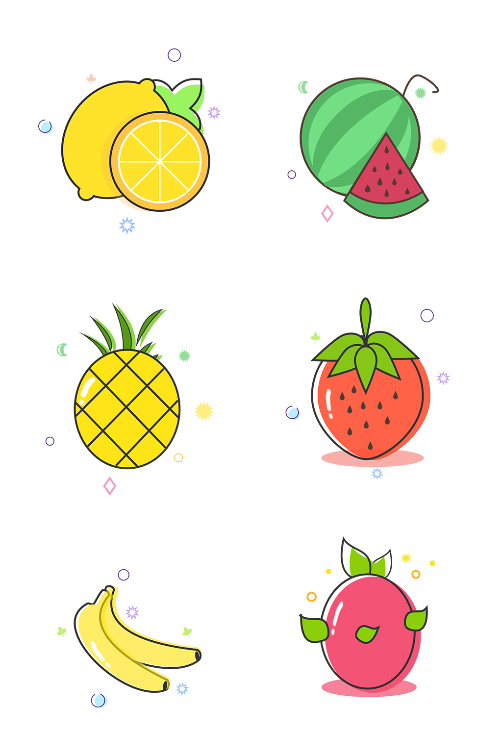卡通水果元素插画免抠