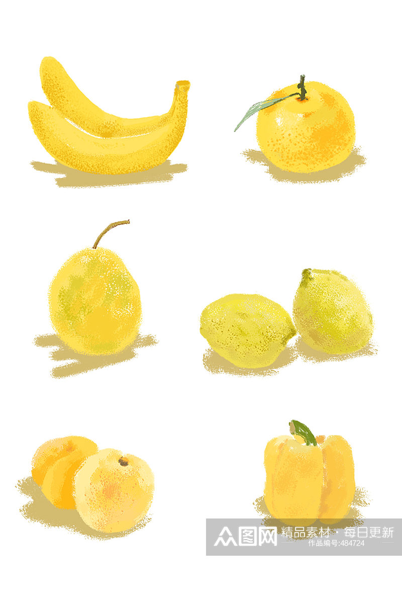 小清新手绘黄色水果免抠素材