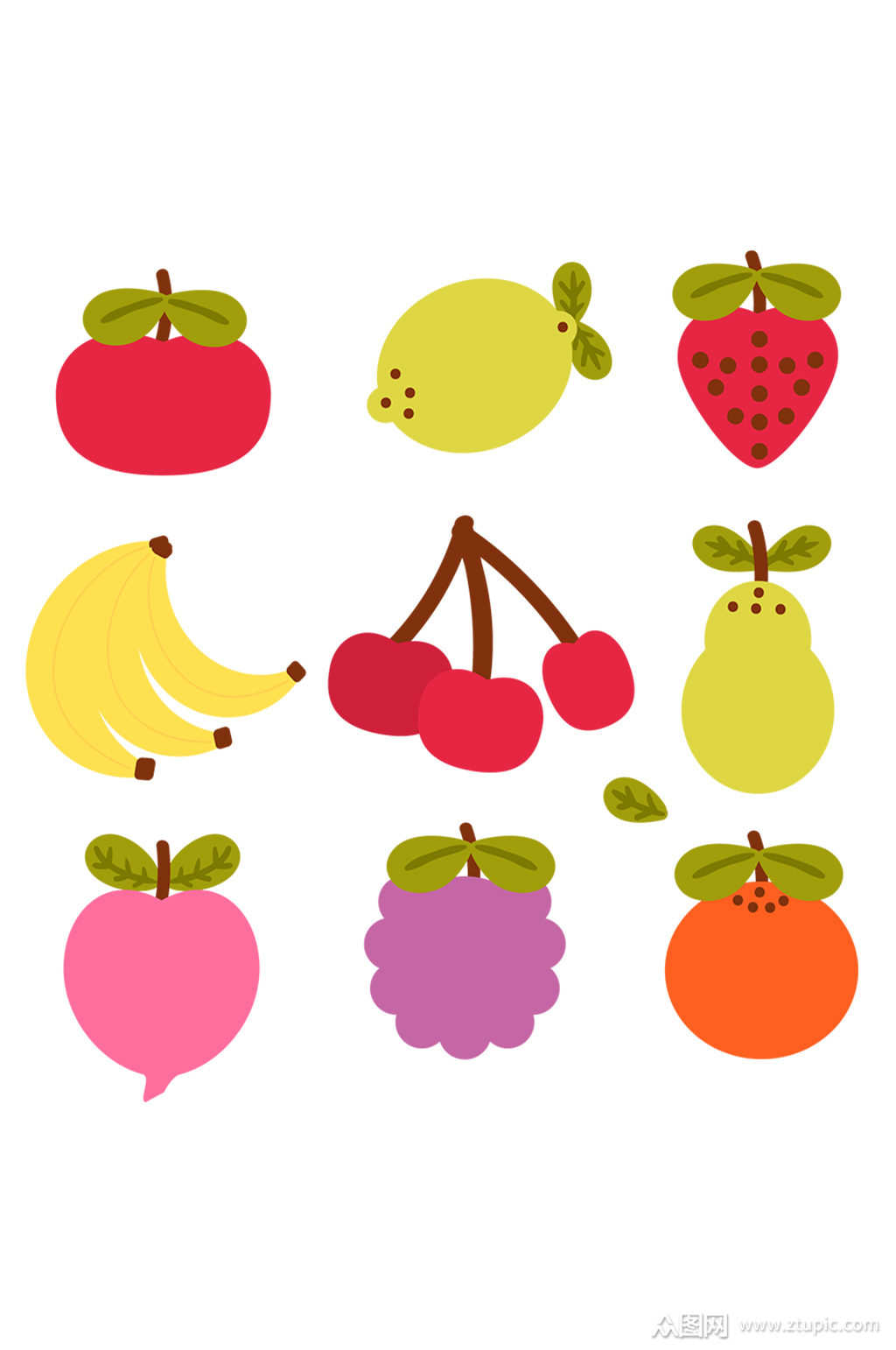 手绘简约风水果元素免抠素材