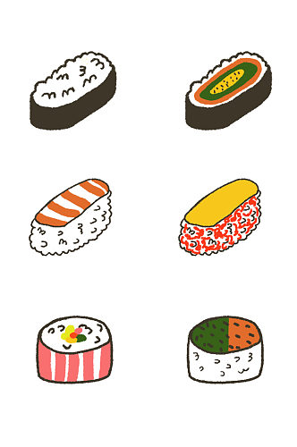 手绘可爱卡通食物寿司免抠插画