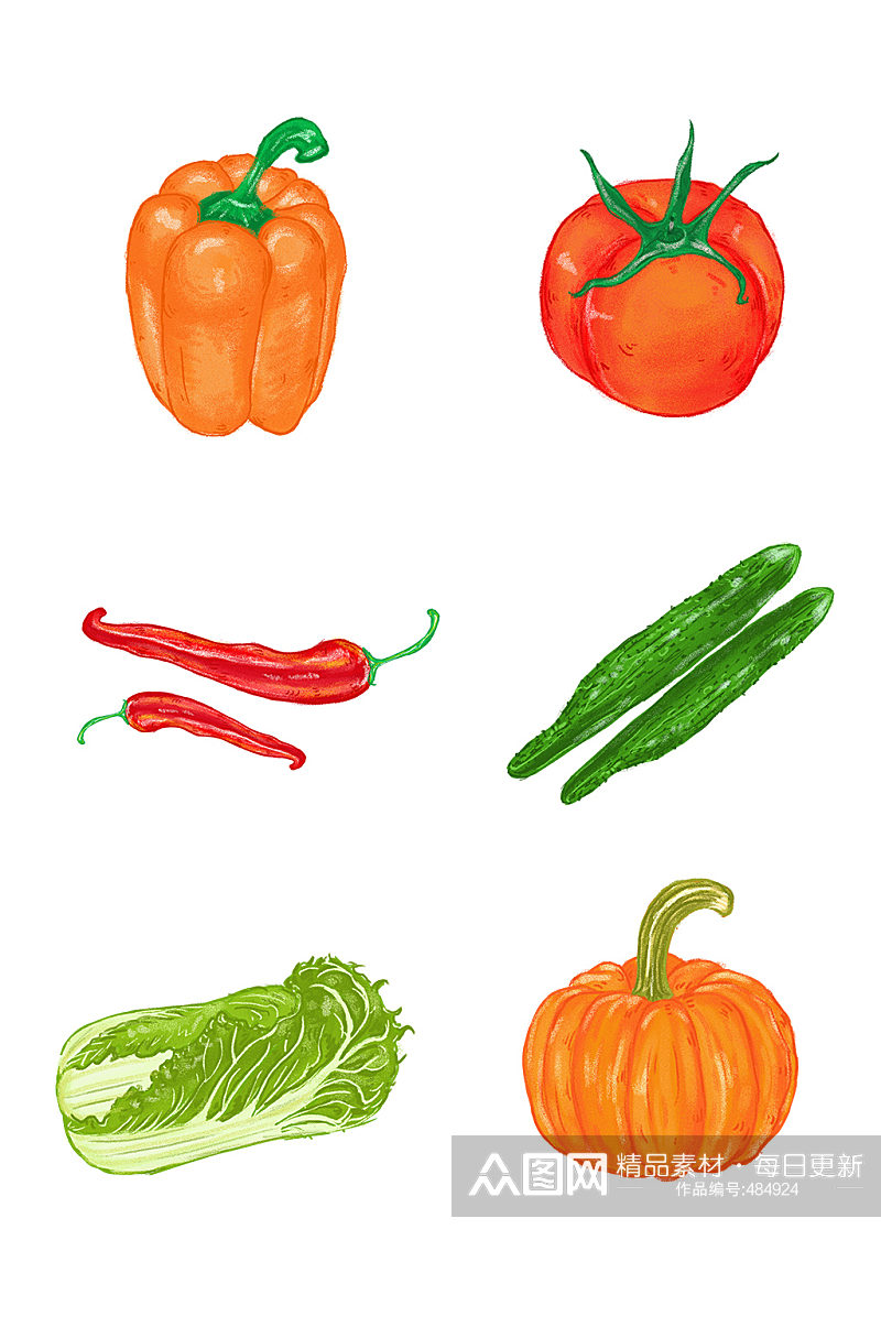 手绘蔬菜类元素卡通免抠素材