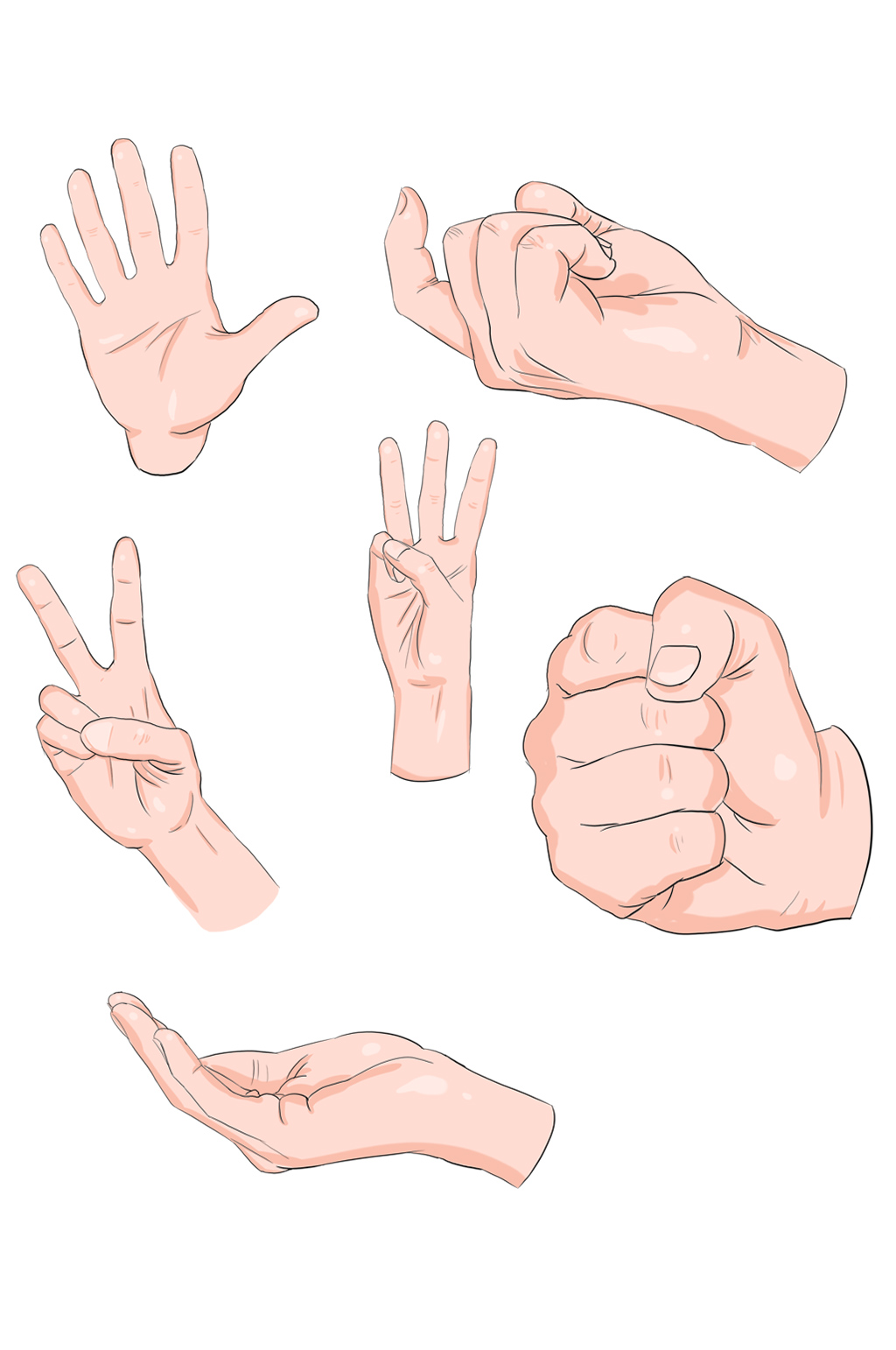 手绘卡通可爱手势套图素材