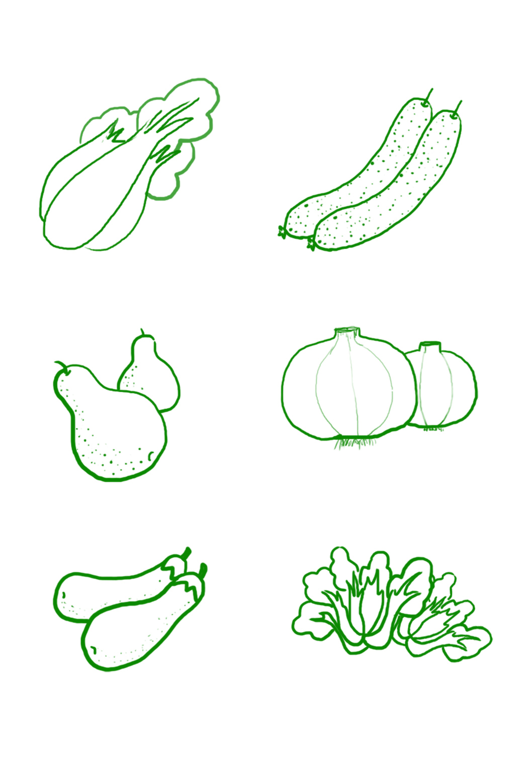 手绘蔬菜绿色线稿免抠模板下载-编号485236-众图网