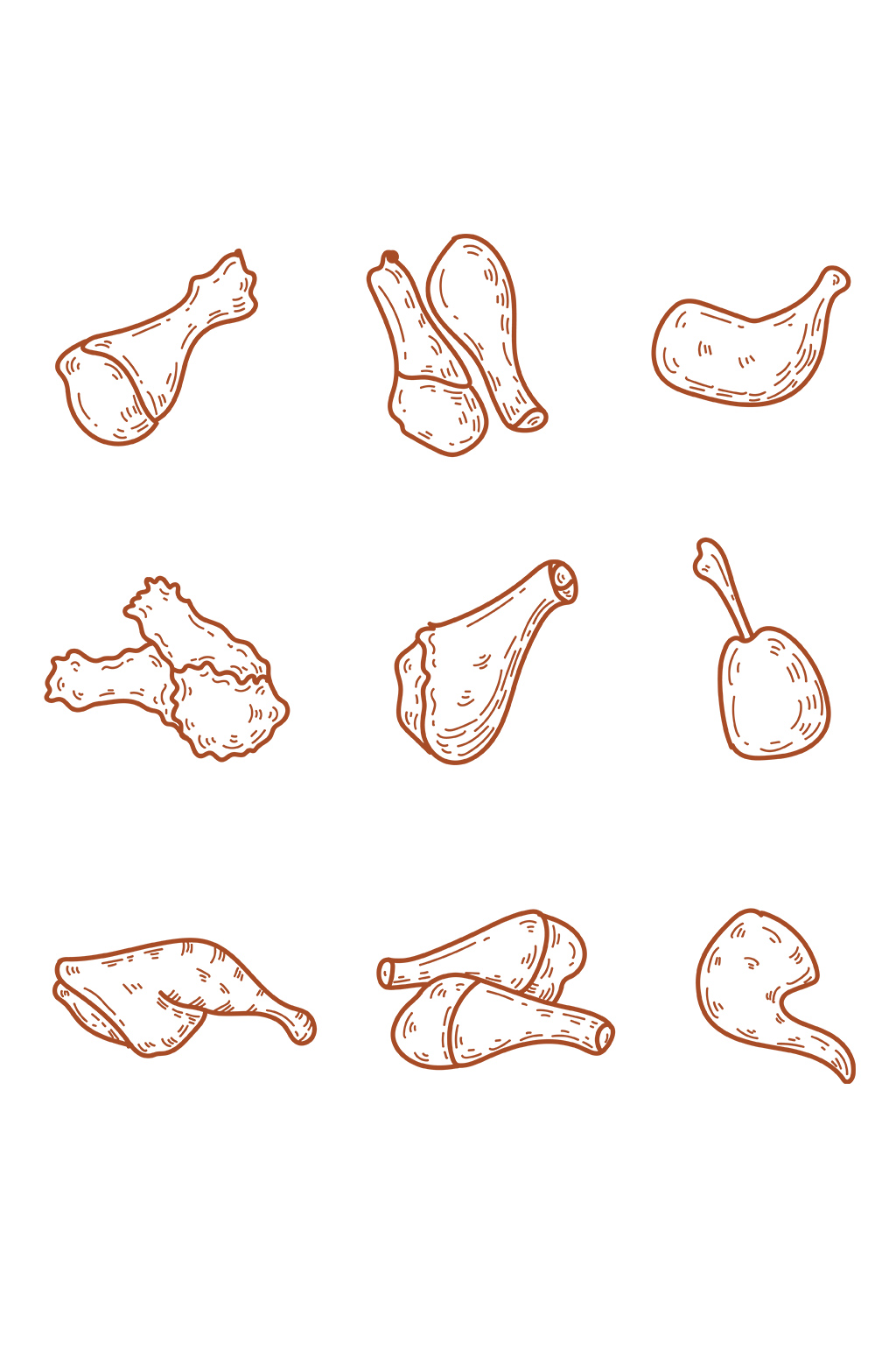 手绘线描鸡腿装饰免抠