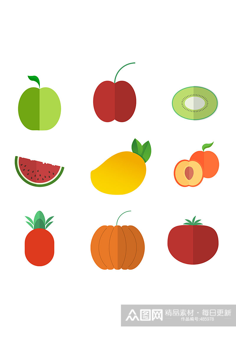 水果和蔬菜图标免抠元素素材