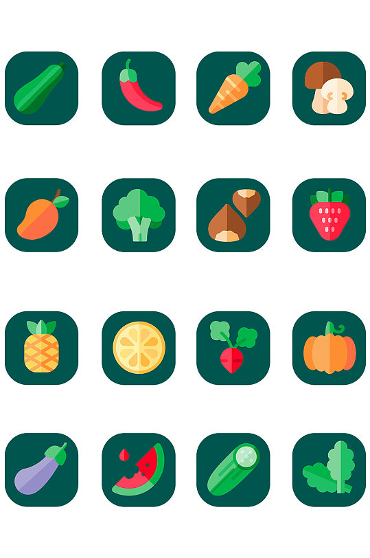 有机生鲜蔬菜分类图标免抠-众图网