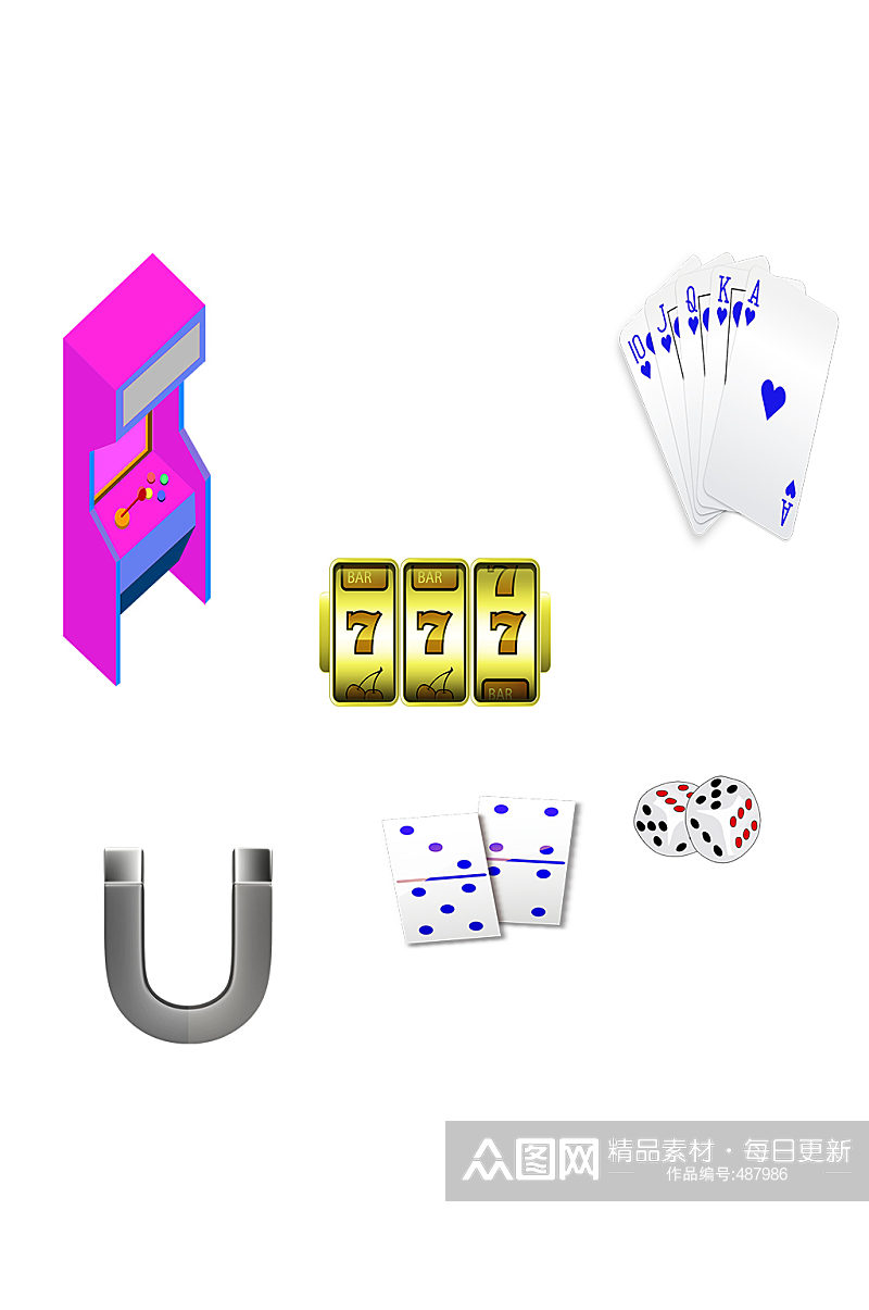赌博骰子扑克牌元素集合素材
