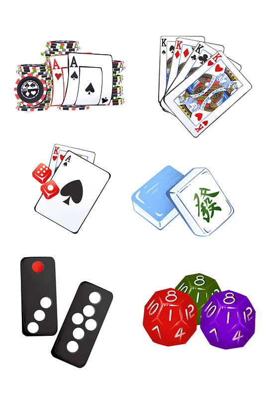 扑克牌牌九骰子色子矢量图 麻将元素