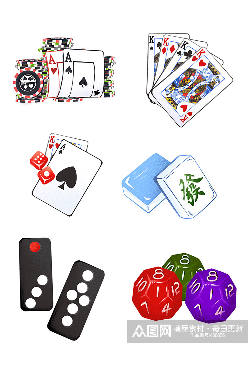 扑克牌牌九骰子色子矢量图 麻将元素素材