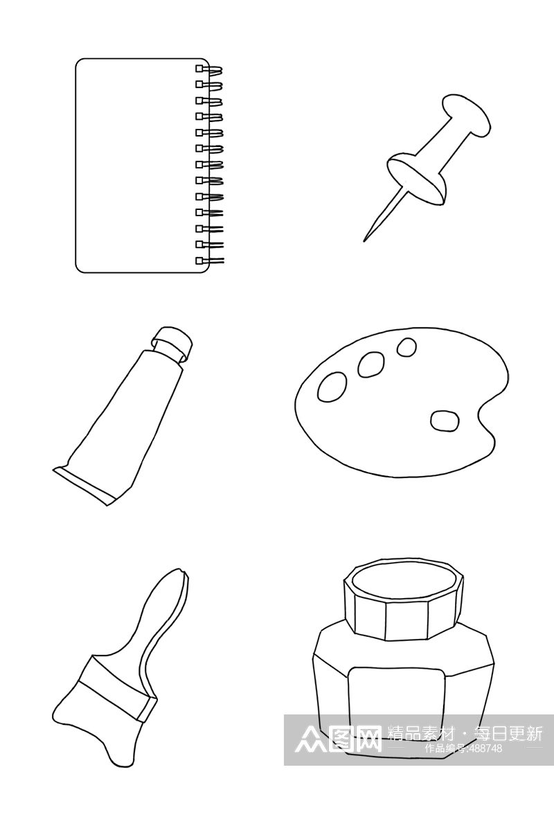绘图工具本子水彩墨水笔刷素材