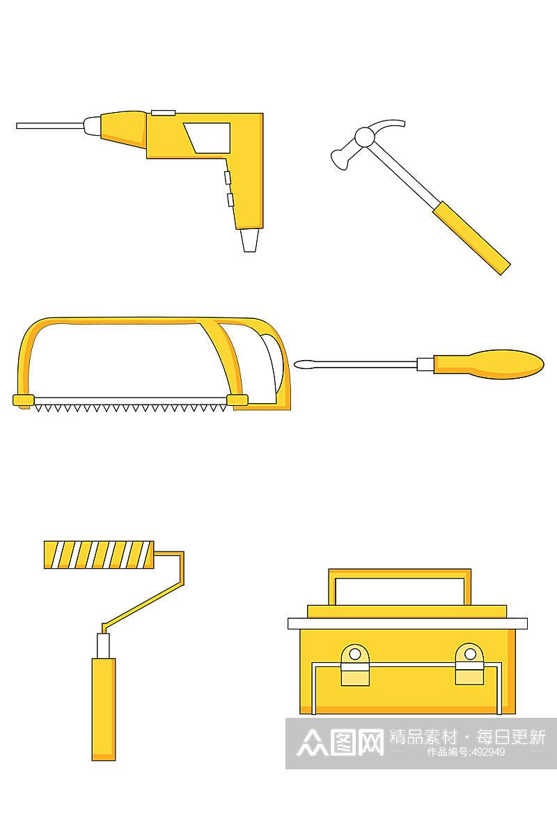 矢量卡通简约建筑装修工具素材