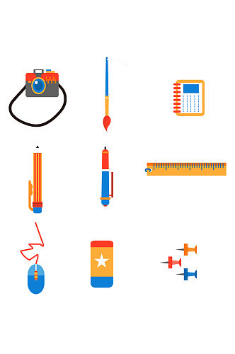 卡通风彩色工作学习工具元素
