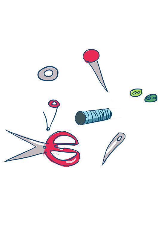 缝补工具针线免抠素材