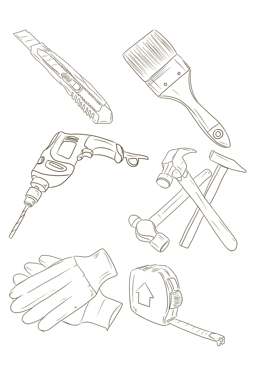 修车工具素描图片