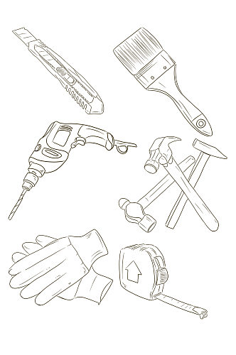 家庭维修工具剪影图片免抠