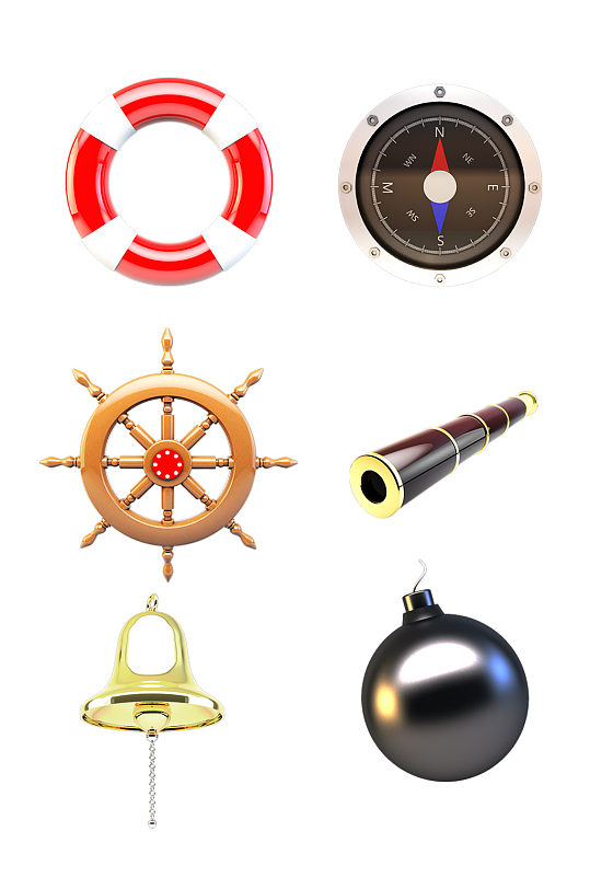 航海工具仪表器指南针免抠航海元素
