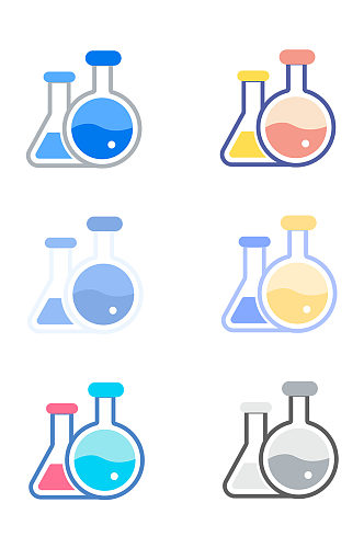 化学烧瓶烧杯科学实验教育图标 化学元素