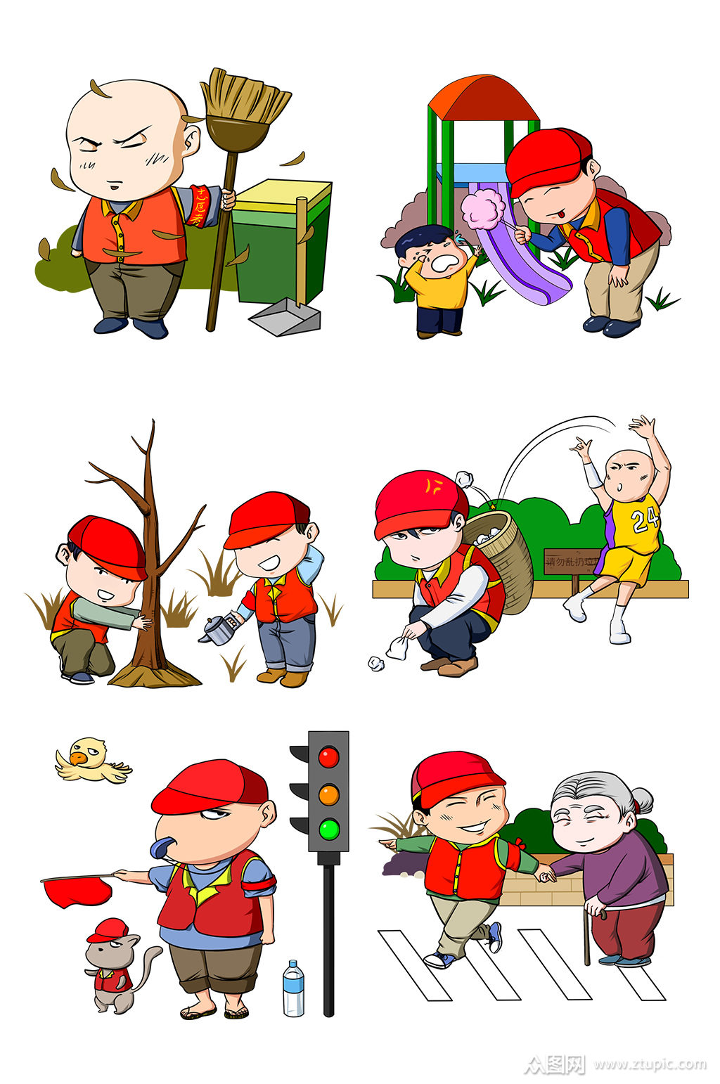 卡通手绘志愿者插画免抠