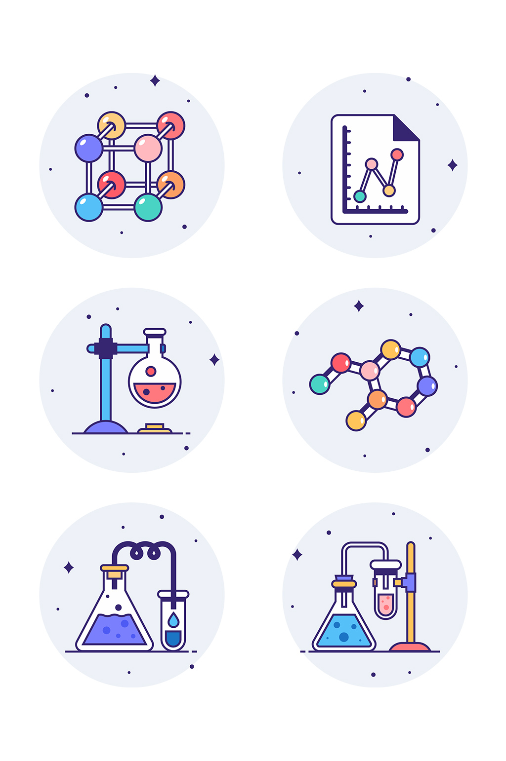 卡通组织结构化学分子实验 化学元素素材