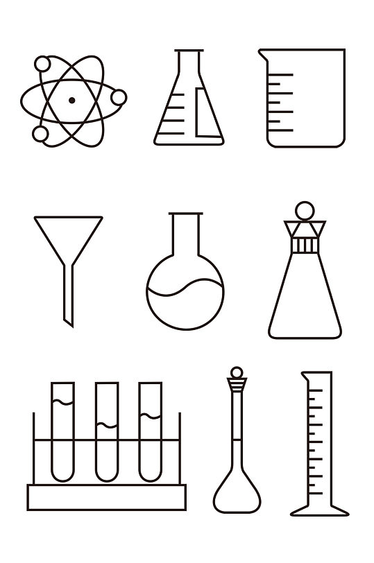 化学仪器瓶烧杯漏斗烧瓶试管架量筒 化学元素
