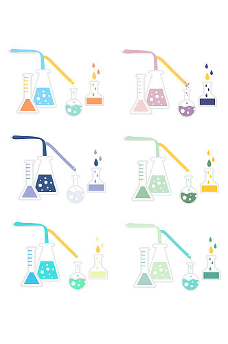 化学常用工具扁平化素材图片 化学元素
