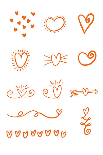 情人节涂鸦爱心元素手绘心形装饰图案