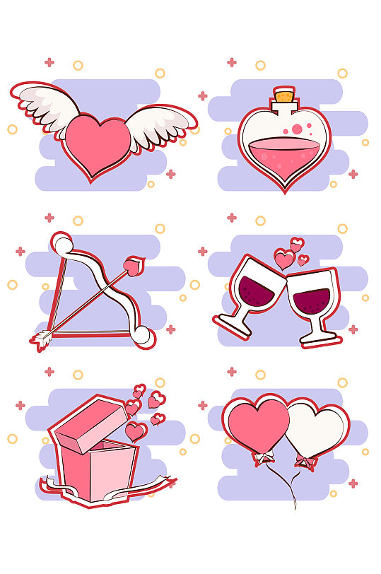 粉色矢量爱情恋爱心形设计元素