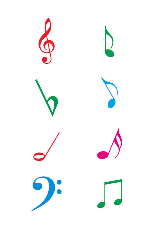 五线谱彩色音乐音符