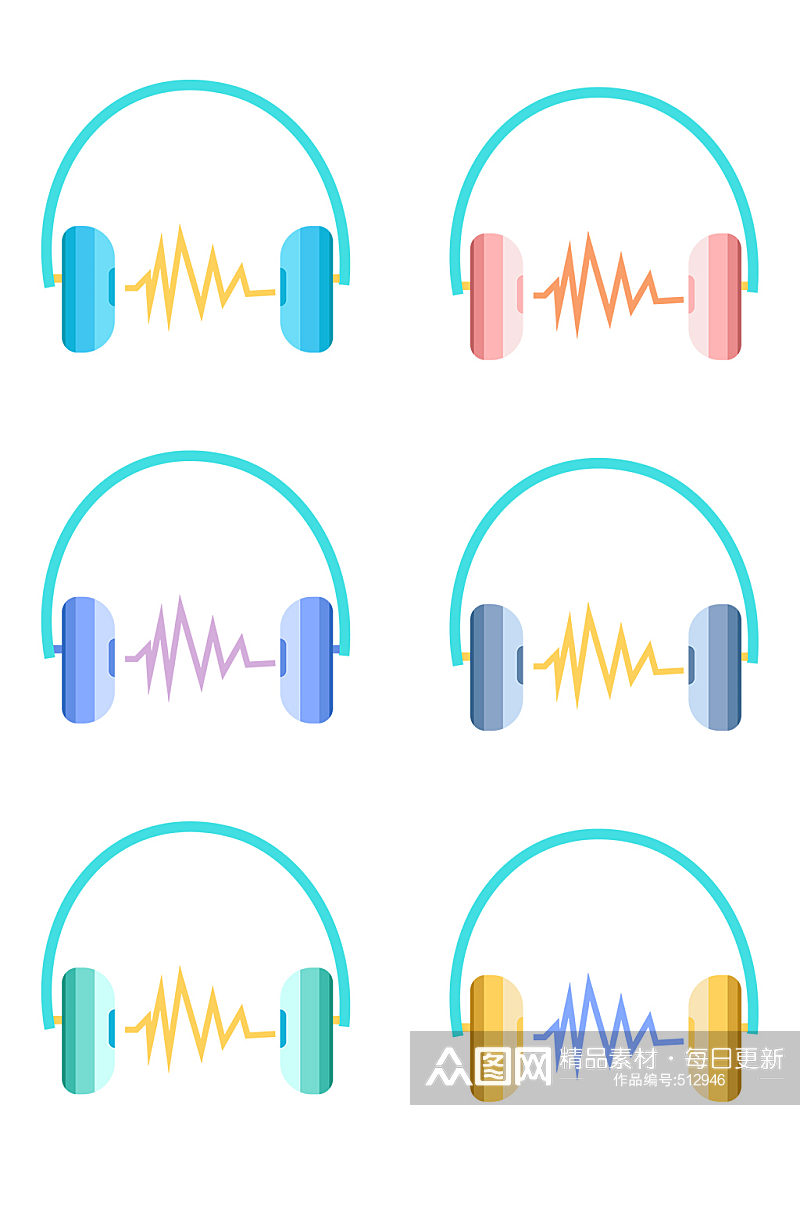 动感音乐矢量耳机耳麦免扣素材