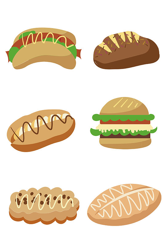 面包合集早餐下午茶美食甜点png素材