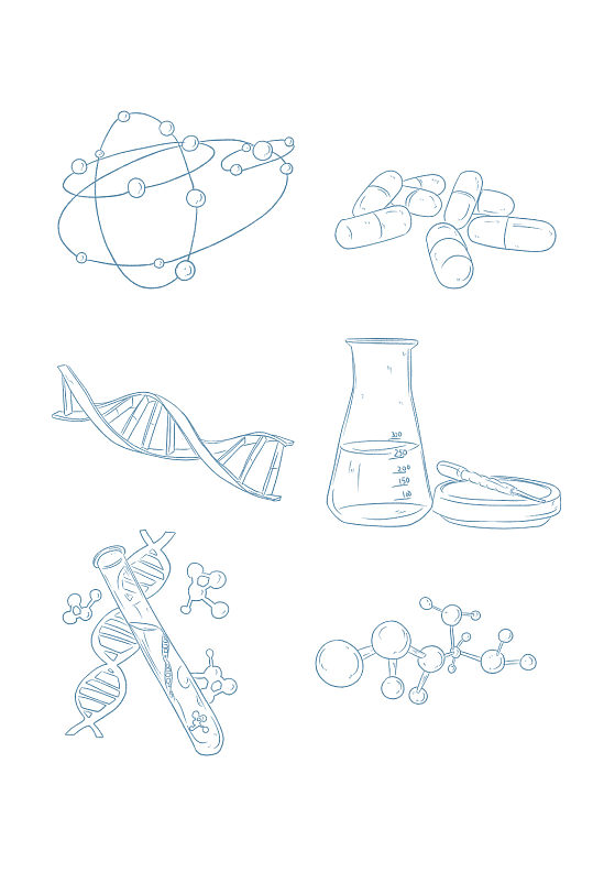 手绘化学DNA科技设计元素免扣 化学元素