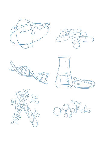 手绘化学DNA科技设计元素免扣 化学元素