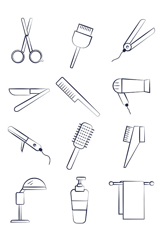 美妆装饰梳子图标免扣