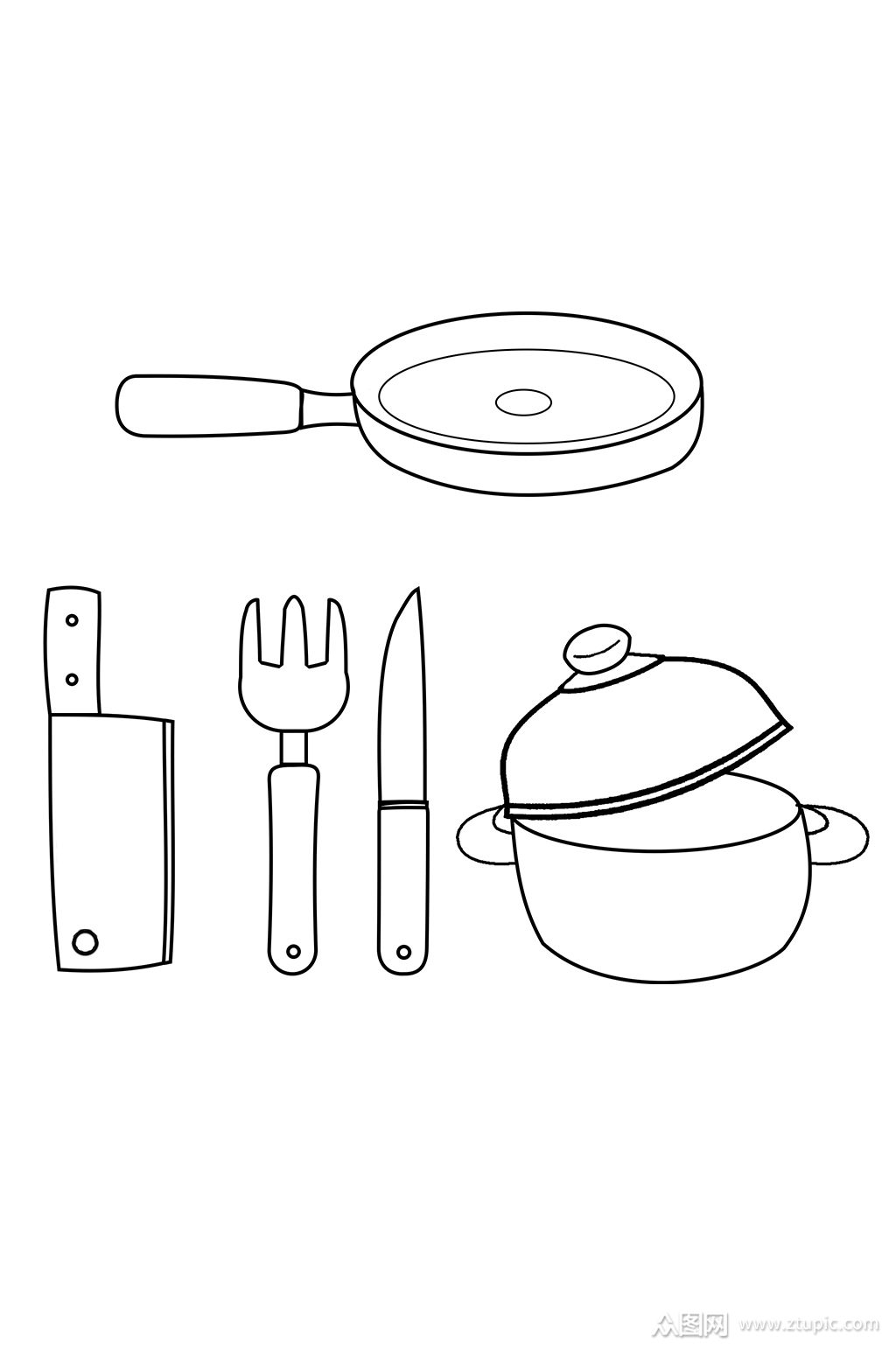 厨房工具简约线条图免扣