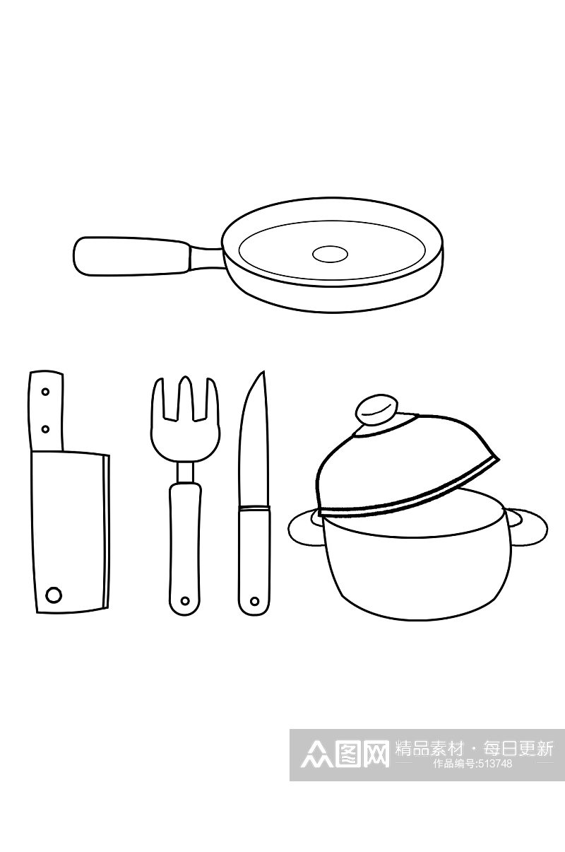 厨房工具简约线条图免扣素材