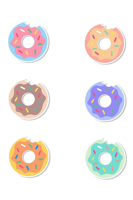 波普艺术卡通甜甜圈贴纸标签免抠