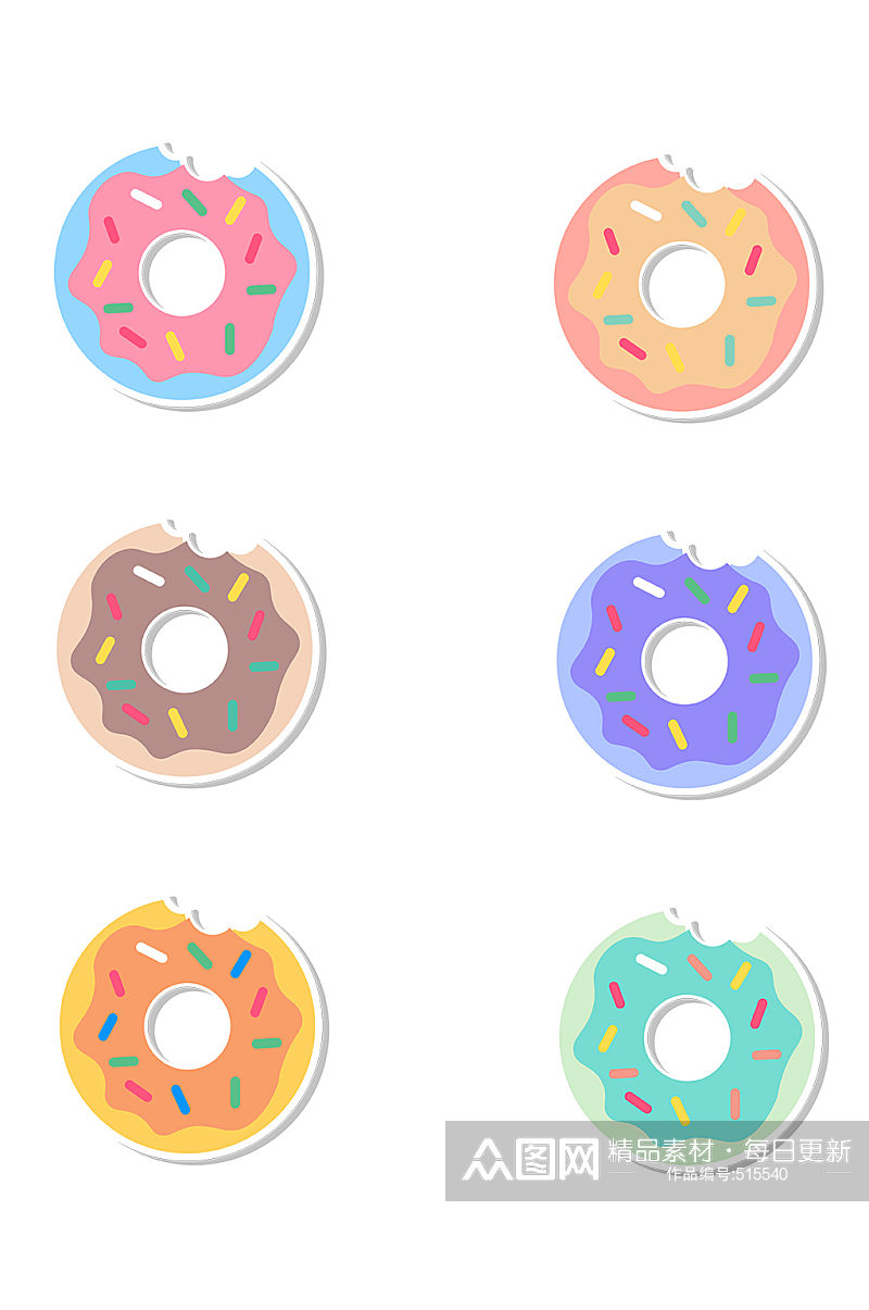 波普艺术卡通甜甜圈贴纸标签免抠素材