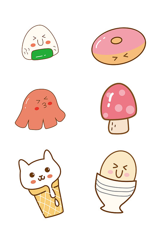 卡通食物冰淇淋甜甜圈棒冰免抠
