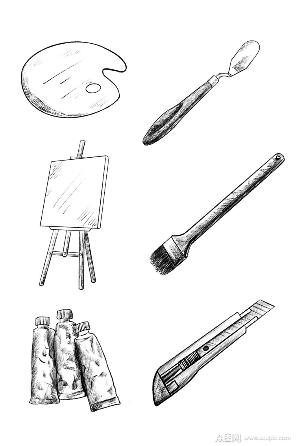 手绘美术工具设计元素免抠