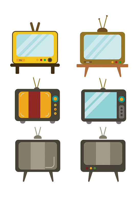 卡通电视机家具家电免抠元素