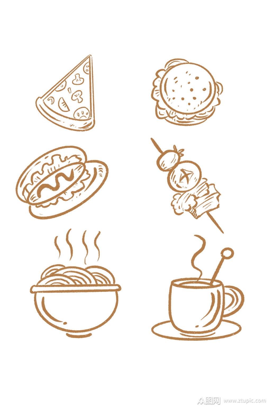 线稿线描手绘美食图标图片食物免抠素材