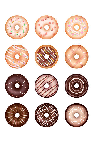 手绘甜甜圈插画甜点装饰素材图案食物免抠