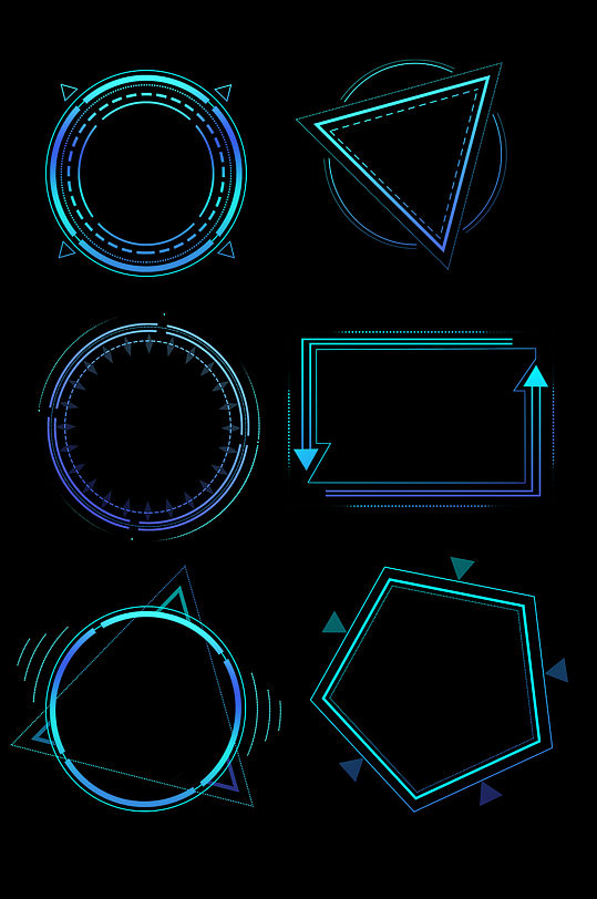 科技边框渐变几何圆框方框对话框套图免扣