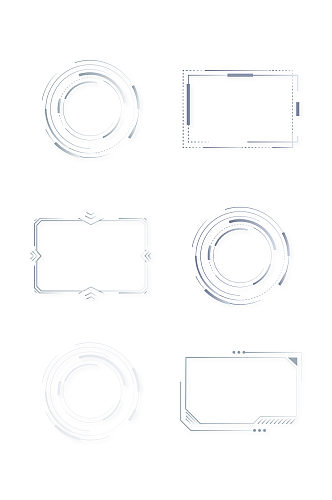 科技感白色圆形边框矢量图免抠素材