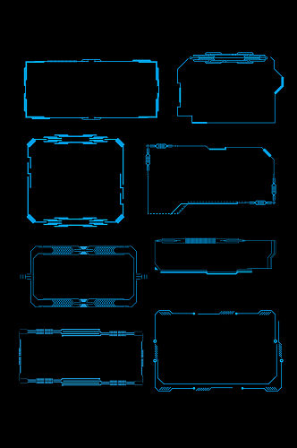 蓝色科技边框元素免扣